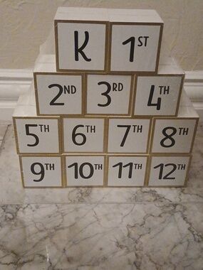 Graduation Photo Block Set in White and Gold - Celebrate Milestones